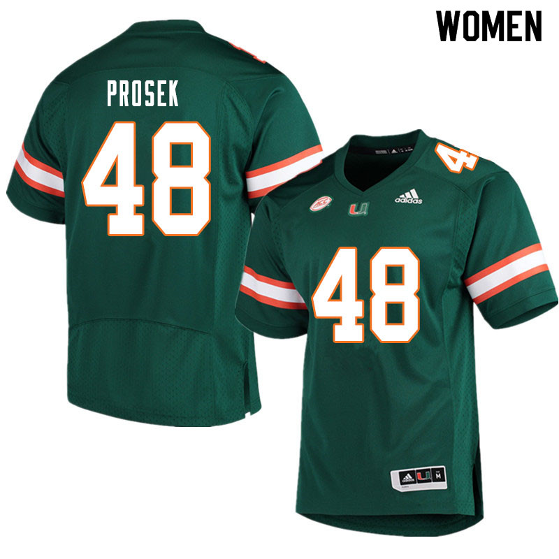 Women #48 Robert Prosek Miami Hurricanes College Football Jerseys Sale-Green - Click Image to Close